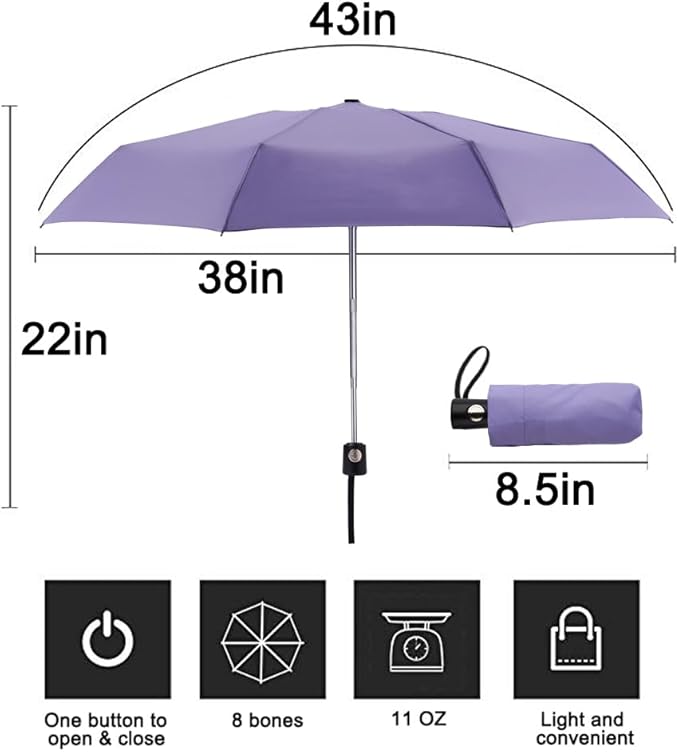 Goothdurs Automatic Mini Travel Windproof Umbrella Compact Auto Open/Close Small Lightweight Folding Rain Umbrellas for Women Men