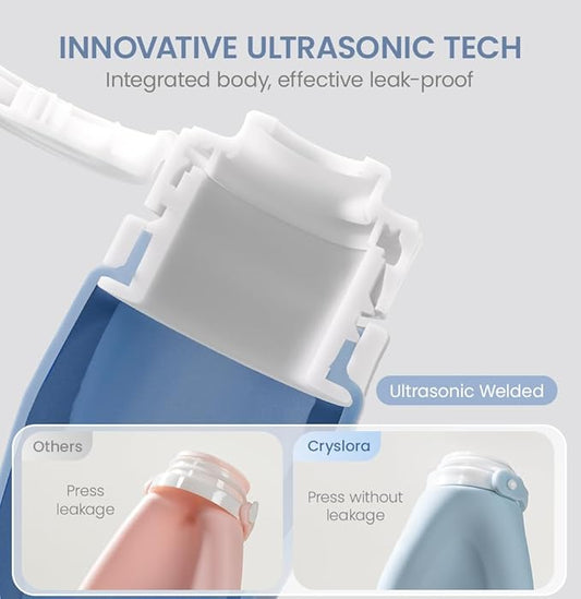 Travel Bottles for Toiletries, TSA Approved 3oz Container, High-Effeiciency Leak-Proof Ultrasonic Technology, Silicone Refillable Squeezable Travel Accessories for Shampoo Conditioner Lotion (4 Pcs)
