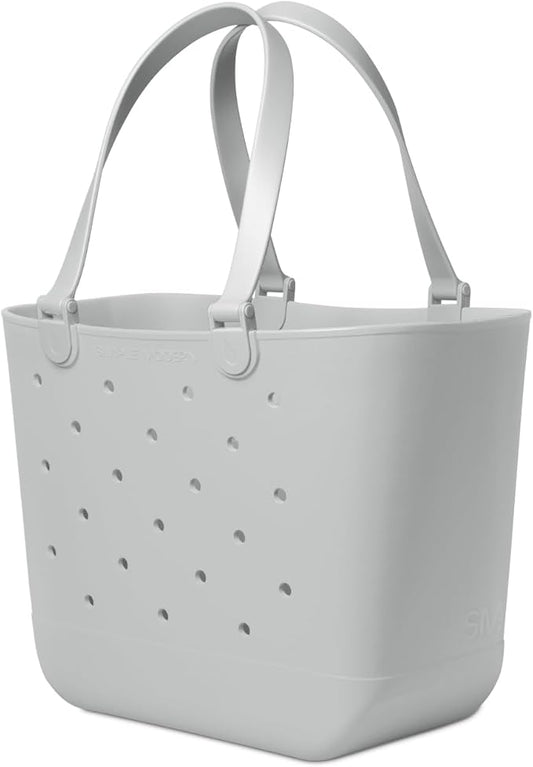 Simple Modern Extra-Large Beach Bag | Waterproof Getaway Rubber Tote with Zipper Pocket for Travel, Pool, Boat, Groceries, Sports | Ice Gray