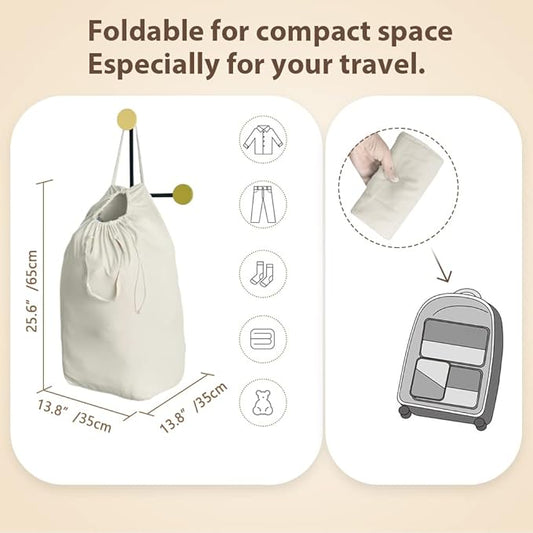 MCleanPin Washable Laundry Bags with Handles,140L Dirty Clothes Storage Bags for Laundry Hamper and Basket with Liner in College Dorm Travel, 2 Pack (Beige)