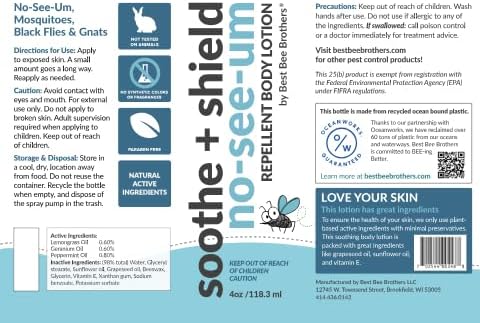 Best Bee Brothers, Soothe + Shield No-See-Um Repellent - Body Lotion 4oz