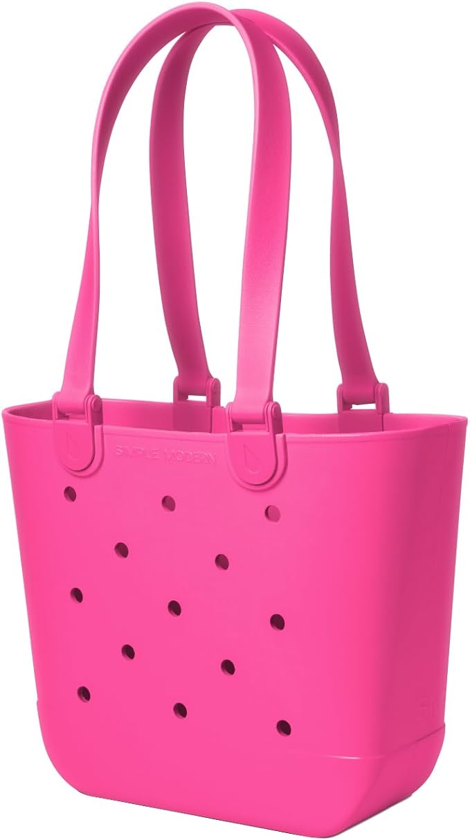 Simple Modern Medium Beach Bag | Waterproof Getaway Rubber Tote with Zipper Pocket for Travel, Pool, Boat, Groceries, Sports | Malibu