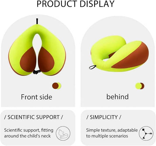 MOOB Neck Pillows for Kids,Traveling Gifts for Toddler & Children U-Shape Car Seat Head Travel Neck Pillow,Toddler Neck Pillow for Carseat Green Brown