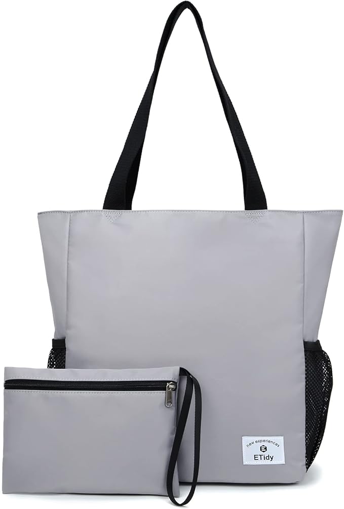 ETidy Large Capacity Foldable Tote Bag With Zipper Water-resistant SandproofWomen Beach Bag Handbag GymBag Travel ShoppingBag