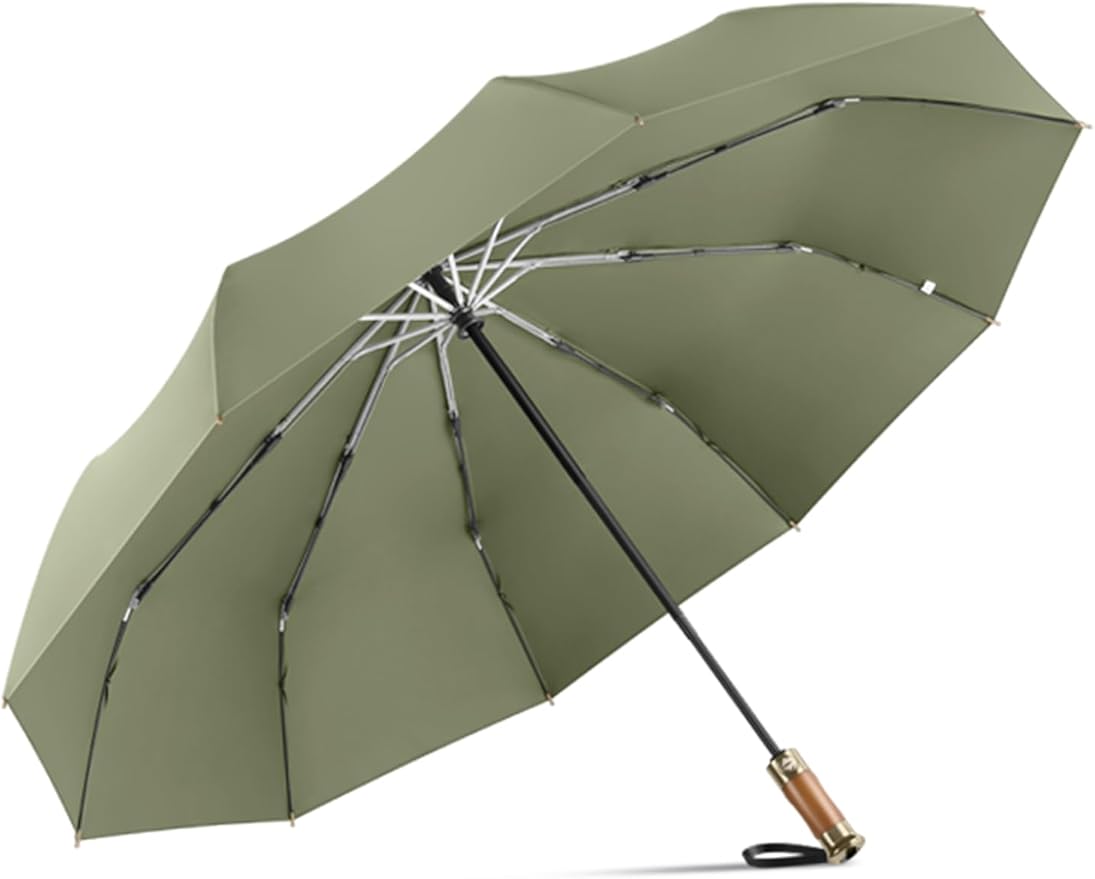 Rain Cats Large Umbrella 45 Inch diameter Umbrellas for rain Strong10 Ribs Fiberglass Windproof big Compact Automatic portable Folding Travel/Thick Fabric/Wood handle