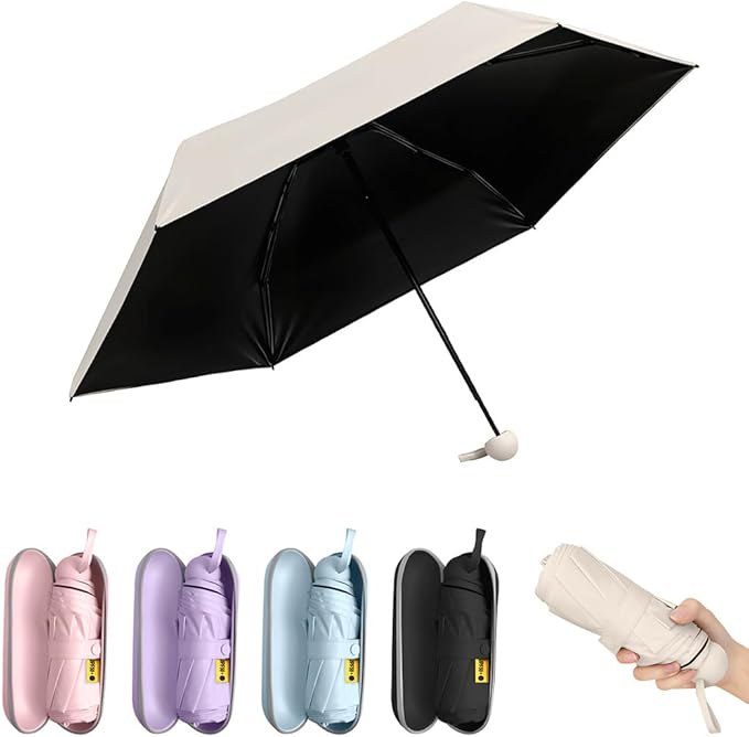 TOPSAIL Mini Umbrella Compact for Travel, UV Sun Protection(UPF50+), Waterproof for Light Rain, Suitable for Women & Kids With a Case, Manual 6k Folding Small Pocket Size Ufor Backpack/Purse