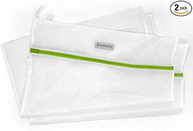 Heritage Park Fine Mesh Laundry Bags - Micro Mesh for Safely Washing Delicates - Gusseted Bottom for Extra Space, Hidden Zipper, and Convenient Hanging Loop - Pack of 2 Large (20" x 24")
