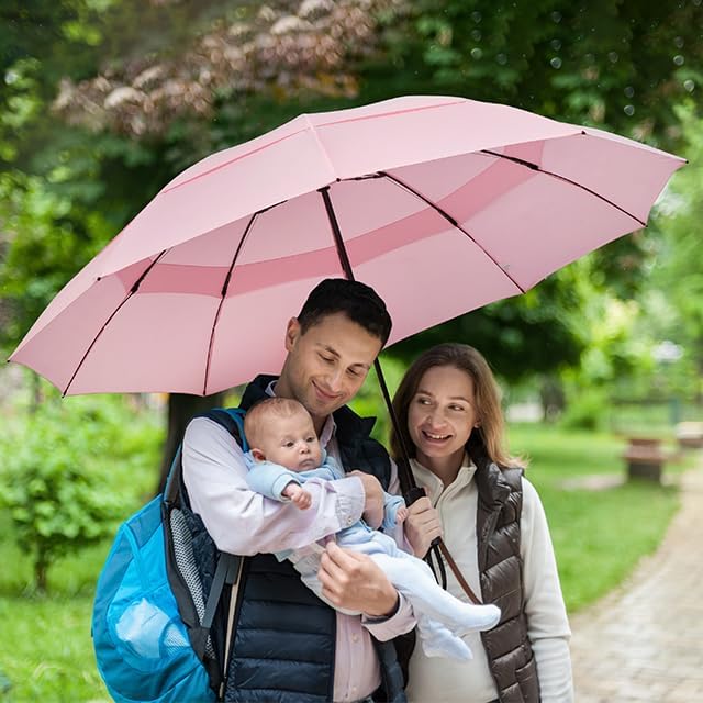G4Free 42/46/54/62 Inch Large Golf Umbrella Compact Reverse Travel Umbrella 10 Ribs Windproof for Rain Double Canopy Automatic Open Close