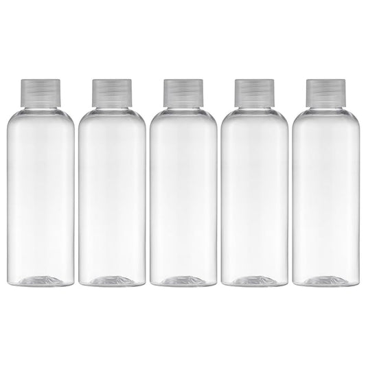 Tekson Plastic Travel Bottles 3.4 oz, Travel Size Containers for Shampoo, Empty Mouthwash Bottles with Clear Screw Cap (100ml, Clear)
