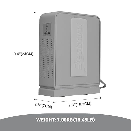 3000W Step Up Transformer 110v to 220v Converter, Heavy Duty Voltage Converter 110v to 220v with Dual Outlets, Overload Protection & Ultra-Quiet Design for Home Appliances, Light Grey