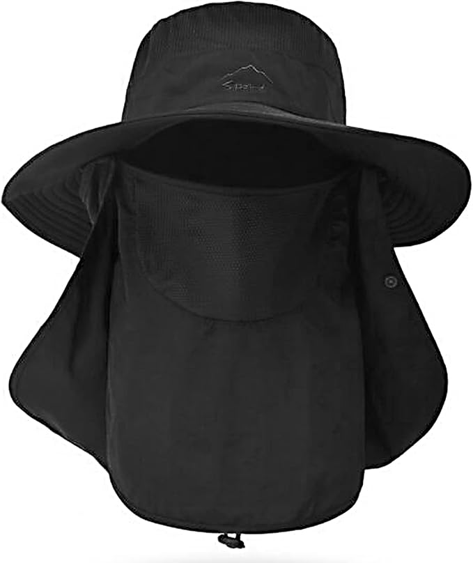 Fishing Hat for Men & Women, Outdoor UV Sun Protection Wide Brim Hat with Face Cover & Neck Flap