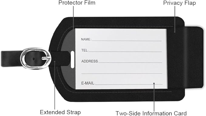 FINTIE 2 Pack Luggage Tags, Leather Name ID Labels with Privacy Cover for Travel Bag Suitcase, Theme - Don't Touch Me