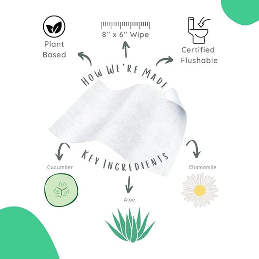 Stall Mates Wipes: Flushable Wipes | 60-Wipe Home Pack | Hypoallergenic | Unscented with Vitamin-E & Aloe | (4 Pack - 240 Total)