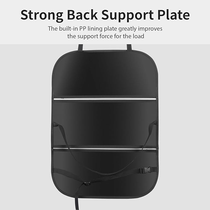 Car Seat Organizers Waterproof Backseat Protector with Storage Pocket Large Leather Kick Mats for Kids Pets Automobile SUV Truck (Black, Large Pocket)