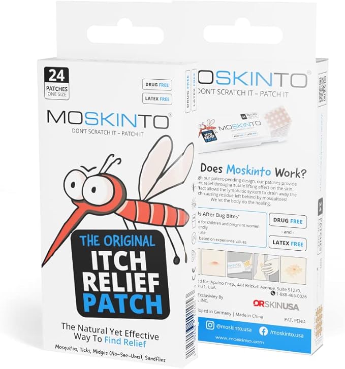 Moskinto The Original Itch Relief Patch, Mosquito Bite Patches for All Ages, Instant Relief Natural Patch for Bug Bites, Travel Pack + Family Pack, Nude & Colorful Patches, 66 Count