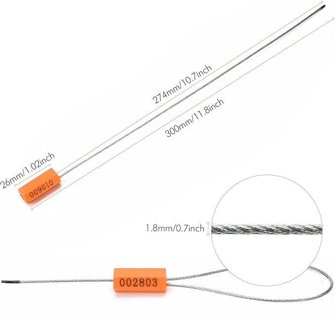 1000PCS Steel Cable Seals Metal Security Seal Numbered Metal Truck Trailer Seals Security Tags Tamper Evident Tags Container Seals Pull Tight Steel Wire Seals