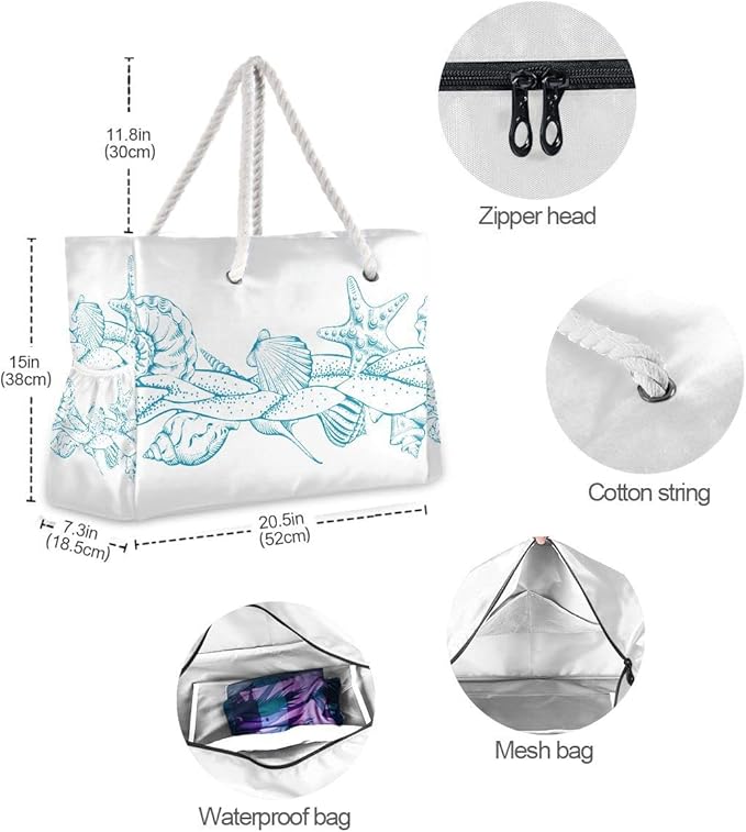 senya Large Beach Shoulder Bags Canvas Tote Water Resistant for Gym Travel Daily