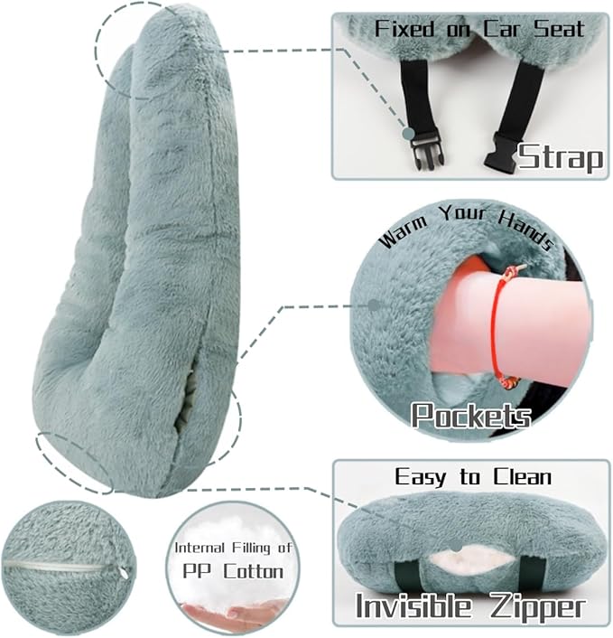 Sexysamba Travel Pillow with Sleep Mask Set Car Pillow Kids Travel Pillow for Sleeping U Shaped Car Seat Pillow Head Neck Body Support for Kids and Adults Road Trip Accessories,Grey