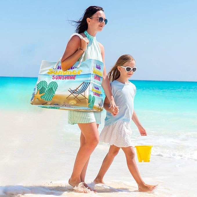 senya Large Beach Shoulder Bags Canvas Tote Water Resistant for Gym Travel Daily