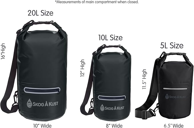 Skog Å Kust DrySak - Roll Top Waterproof Bag for Travel & Outdoors - 5, 10 & 20 Liter sizes