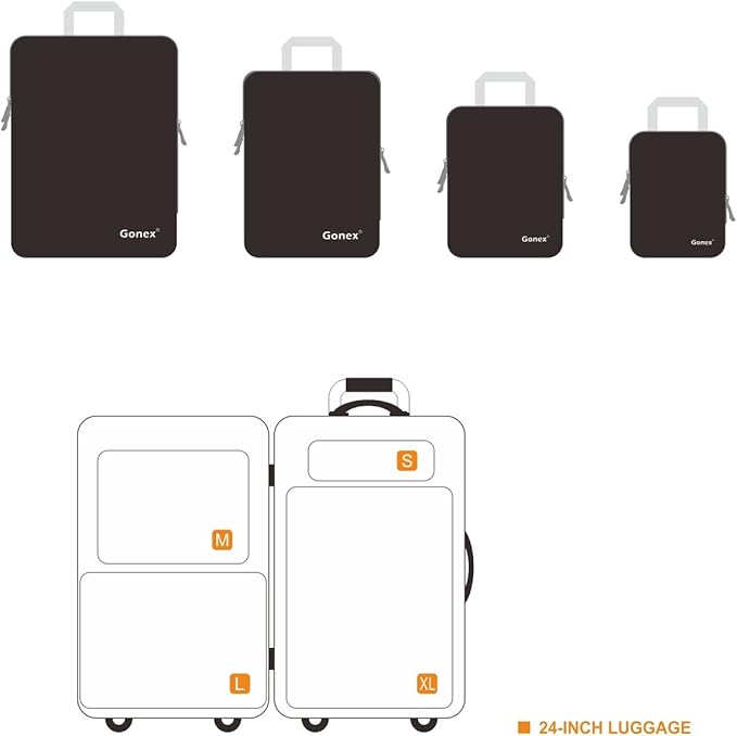 Gonex Compression Packing Cubes, 3pcs/4pcs Expandable Storage Travel Luggage Bags Organizers