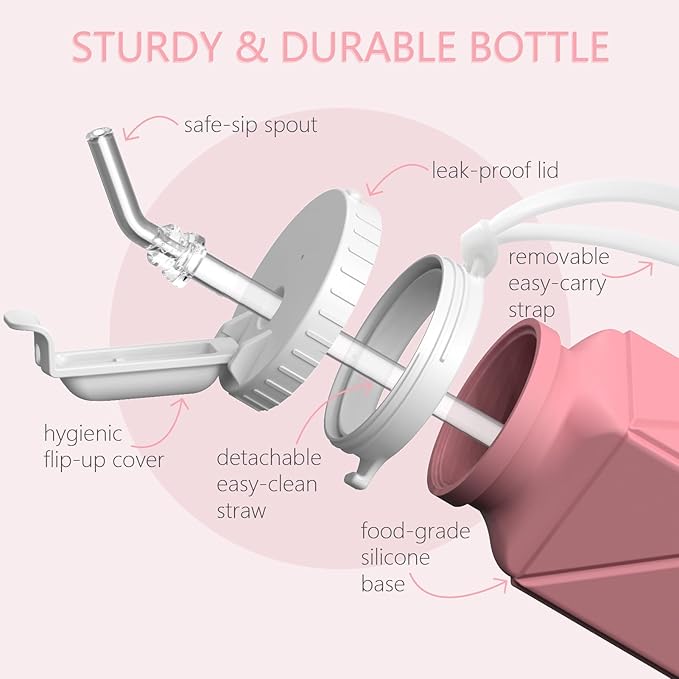 Collapsible Water Bottles 20.6oz 2 Pack, Silicone Foldable Portable Travel Water Bottle, BPA-Free Reusable Leakproof for Travel Camping Hiking Cycling Yoga Sports Outdoor (Darkblue+Pink)