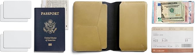 Bellroy Passport Cover (slimline travel wallet/pouch with card slots and space for cash plus travel documents) - Mustard