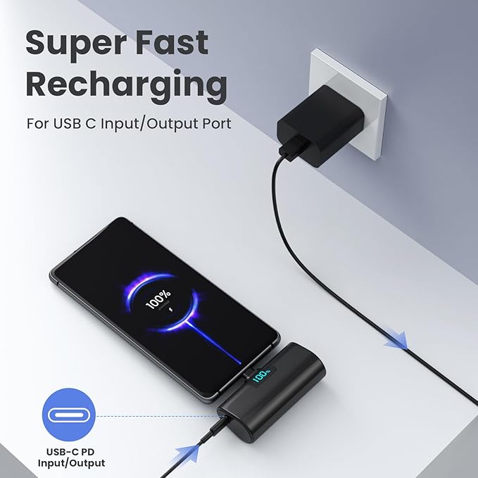 Mini Portable Charger for iPhone 17/16,Upgraded 5500mAh PD USB C Power Bank,Travel Essentials Pocket Phone Charger Battery Pack for iPhone 17/17 Pro Max/16/16 Pro/15 Series,Samsung Galaxy Android etc