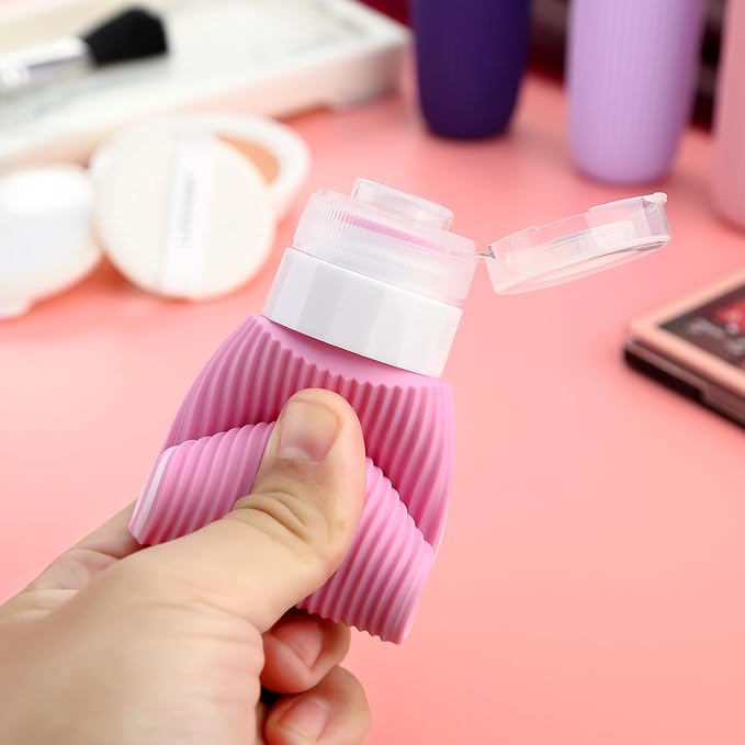 Travel Bottles for Toiletries, Tsa Approved 3oz Portable Travel Bottles, BPA Free Leak Proof Squeezable Silicone Travel Size Containers, Travel Accessories with Clear Toiletry Bag (4 Pack)
