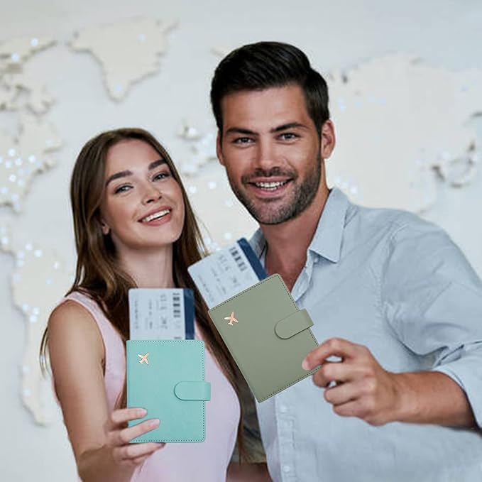 Deziliao Passport Holder,Passport Holder Card Slots, Passport and Vaccine Card Holder Combo, Cute Passport cover for Women and Men, with Waterproof Rfid Blocking, Passport Travel Wallet(Moss green)