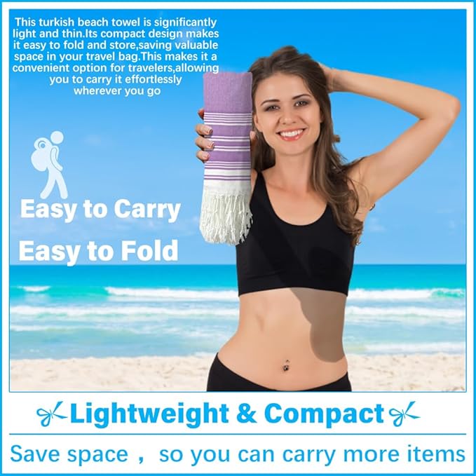 Thin Turkish Beach Towel Lightweight Soft Cotton Extra Large XL Oversized Sand Free Sandproof Absorbent Quick Dry Towels Cloud Bath Pool Travel Compact Essentials Accessories for Adult Gifts