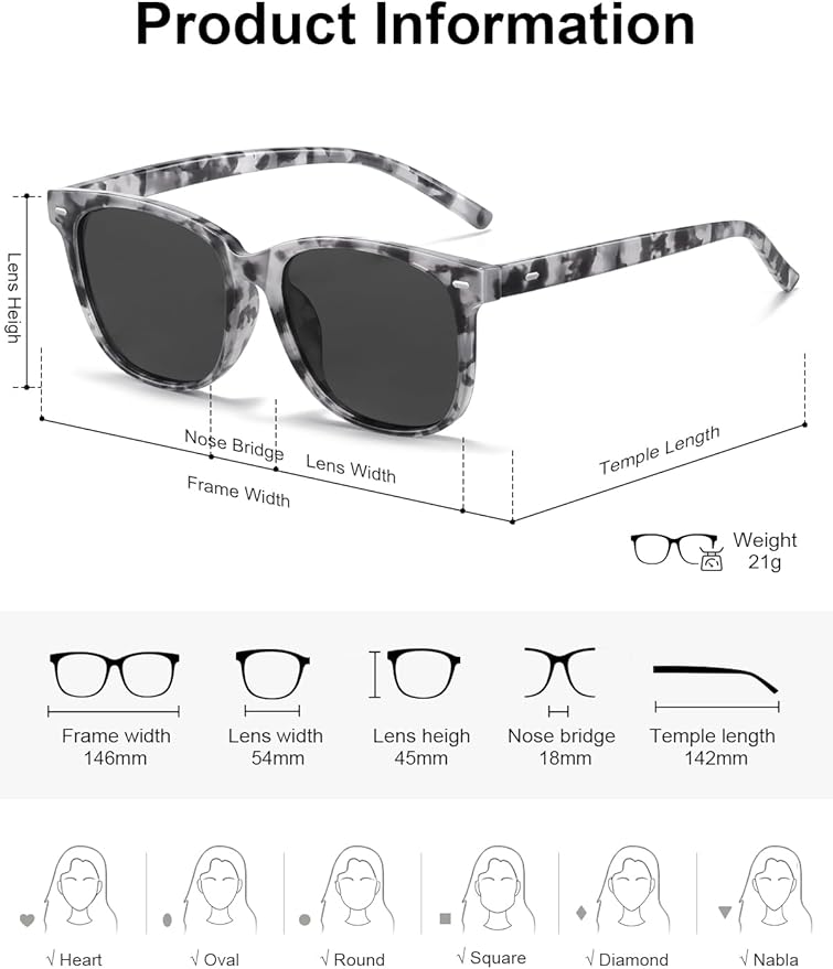 Wzerry Sunglasses for Women Polarized, Sun Glasses Vintage Style Trendy Round UV400 Protection Lens