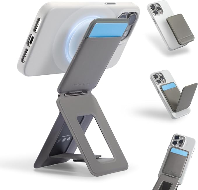 MOFT Phone Tripod Wallet, 3 in 1 Phone Stand Wallet, NFC-Supported Magnetic Phone Stand, MOVAS Vegan Leather Adjustable Card Holder, Taupe