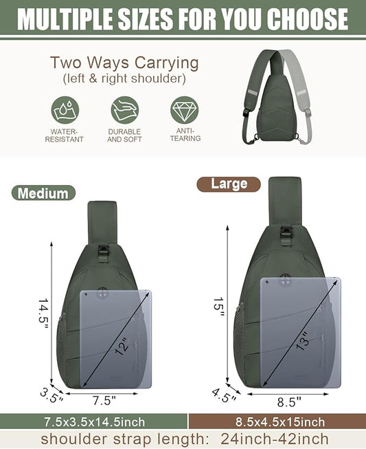 Pritent Crossbody Bags for Women Men Trendy Sling Bag Backpack Casual Chest Bag with Convertible Shoulder Strap