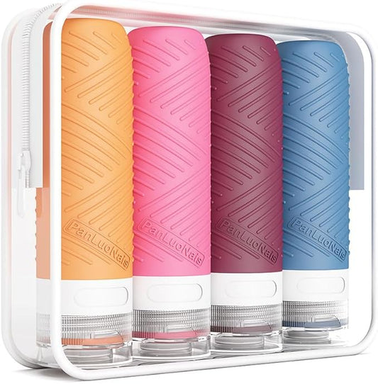 Travel Bottles for Toiletries, Silicone TSA Approved Bottles, Leakproof Shampoo & Toiletry Containers for Airplane, Vacation & Business Trips (rose)