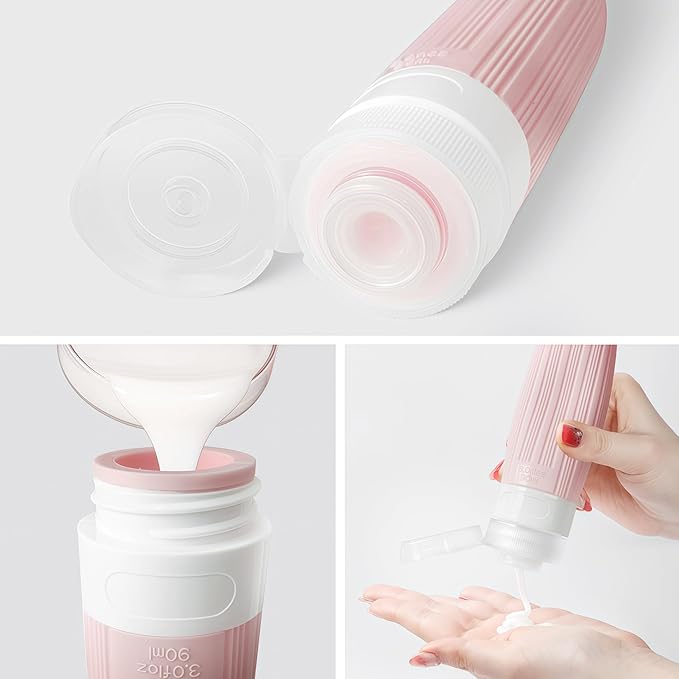 Travel Bottles for Toiletries, Leakproof Silicone Squeezable Cosmetic Liquids Bottles in Travel Size with Clear Bag, TSA Approved Refillable Cosmetic Container Kits for Shampoo and More
