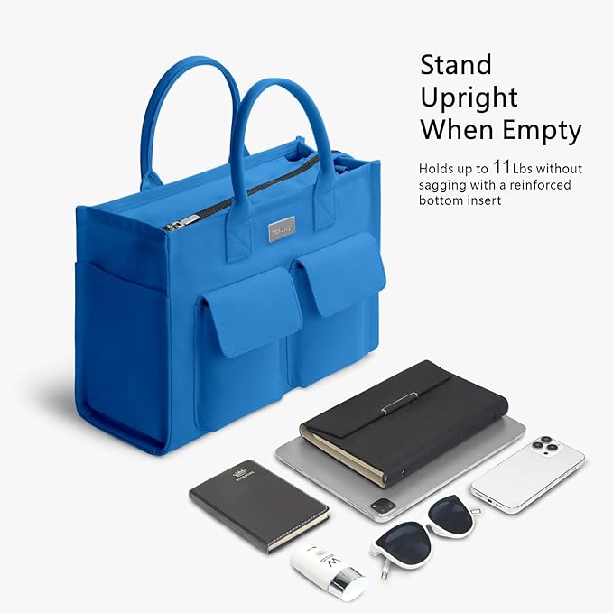 TOPDesign Heavy-Duty Canvas Tote Bag for Women, Adjustable Crossbody/Shoulder Handbag with 9 Pockets, Everything Tote