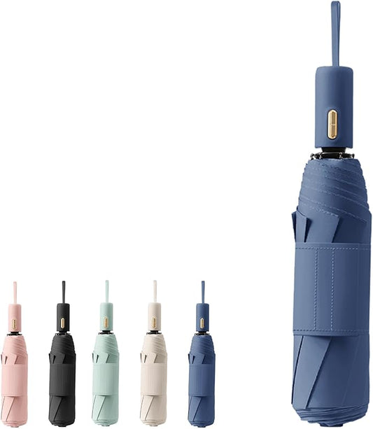 French Style Travel Compact Folding Umbrella with 7CM(2.76in) Hook and Loop Strips/8Ribs/Lightweight Portable/Auto Open Close/UV Protection/UPF 50/Parasol/Waterproof/Rain Sun/Backpack/Car/Women Kid