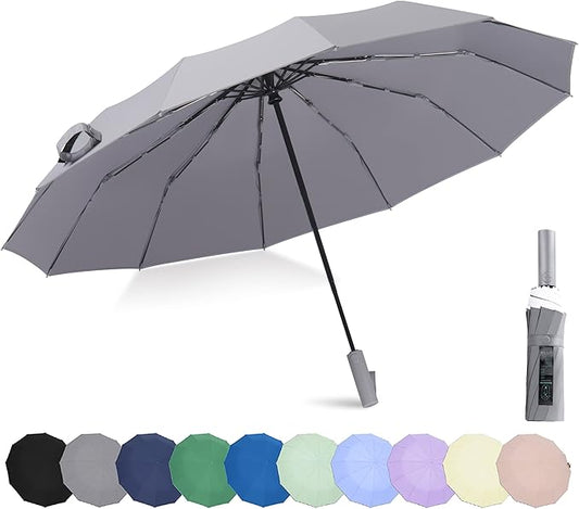 BAODINI Windproof Compact Rain Umbrella for Travel 42/46 Inch Premium Fabric Auto Open Perfect for Purse and Backpack Portable Umbrella for Women and Men