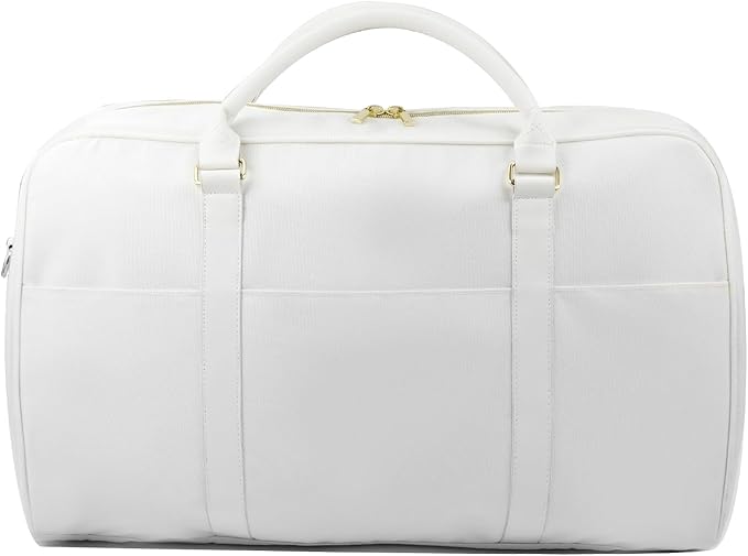 Travel Duffle Bag for Women & Men - Weekender Overnight Bag, Large Carry-On Gym Bag, Sports Duffel, Hospital Bag, Yoga Tote,Work Bag & Trolley Sleeve (White)