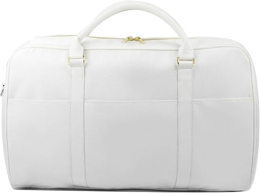 Travel Duffle Bag for Women & Men - Weekender Overnight Bag, Large Carry-On Gym Bag, Sports Duffel, Hospital Bag, Yoga Tote,Work Bag & Trolley Sleeve (White)