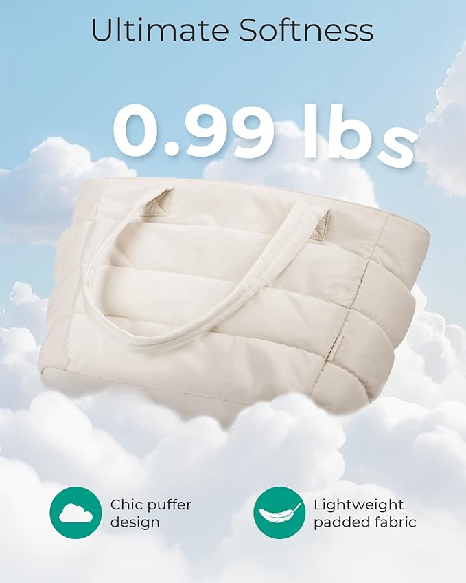 BAGSMART Tote Bag for Women, Lightweight Puffy Tote Bag with Compartments Shoulder Bag Handbag for Travel, Work, Gym