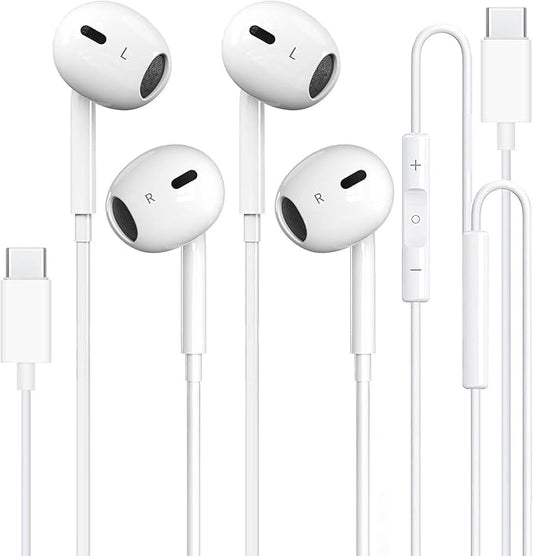 2 Pack-USB C Headphones Wired for iPhone 16/15, Type C Earphones with Microphone & Remote Noise Cancelling Earbuds for iPhone 15 Pro Max, iPad, Galaxy S23/S22/S21/S20/Ultra Note 10/20, Pixel 7/6/5/4