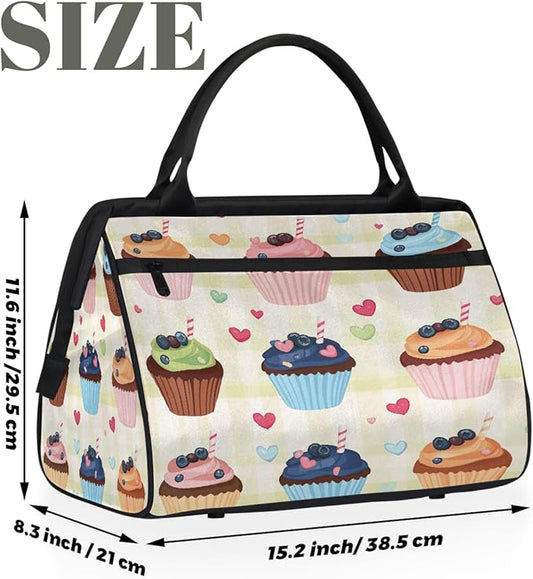 Large Travel Duffle Bag for Women Men,Waterproof Weekender Overnight Bag Carry on Tote Bags for Gym Sport Business Trip,Cute Sweets Dessert Duffel Bags