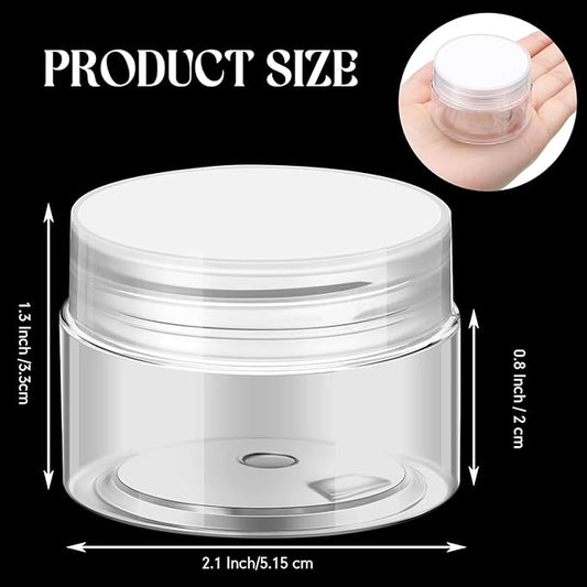 SATINIOR 36 Pieces 1 oz Plastic Jars with Lids Wide Mouth Airtight Reusable Container Acrylic Cosmetic Small Jars for Lotions Ointments Travel Toiletries Creams Make up Storage(Clear)