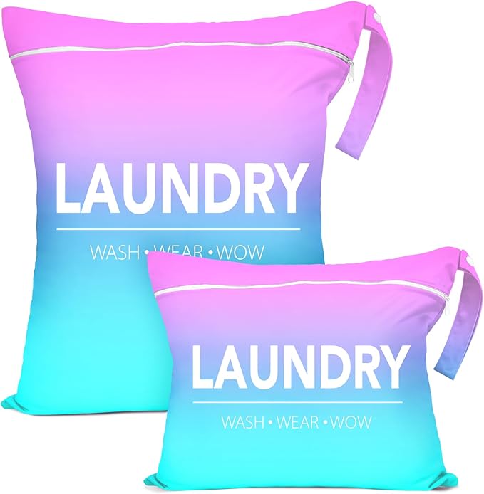 2 Pcs Large Travel Laundry Bag Waterproof Wet Dry Bag Washable Dirty Clothes Bag Bathing Suit Workout Bag for Gym Clothes Laundry Wet Clothes Swimming Yoga