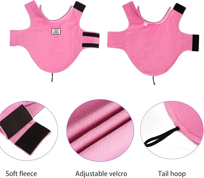 Fleece Dog Coat Winter Pet Jacket Reflective for Cold Weather for Large Medium Small Dogs(Pink,XL)