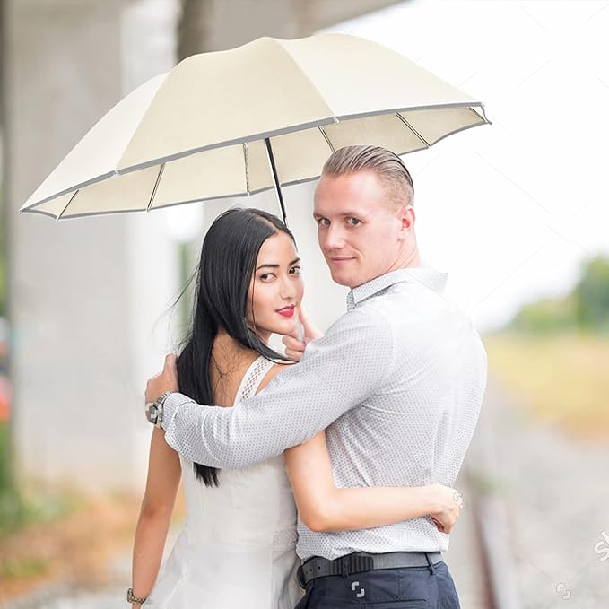 Lejorain Golf Large Inverted Umbrella - Black Big Windproof Heavy Duty Upside Down 46/50/54 Inch Compact Reverse Car Automatic Folding Reflective Umbrella