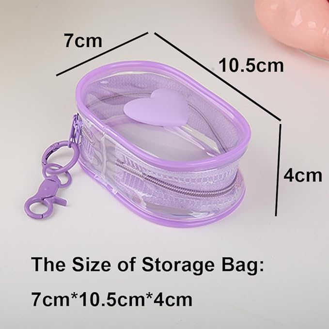 Charging Cable Storage Bag, Lovely 3D Love Heart Waves Design Transparent Compact Travel Cables Carrying Storages Case Electronic Accessories Charger Cord Wire Organizer, Purple Love