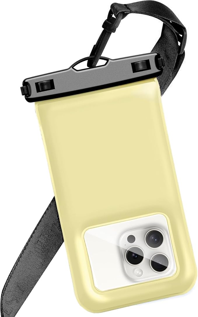 Floatable Soap Bubble Waterproof Phone Pouch/Case with Crossbody Lanyard for iPhone 17 16 Pro Max/15 Pro/14/13/12, IP68 Cellphone Dry Bag Beach Cruise Ship Essentials, 1 Pack-Creamy-7″